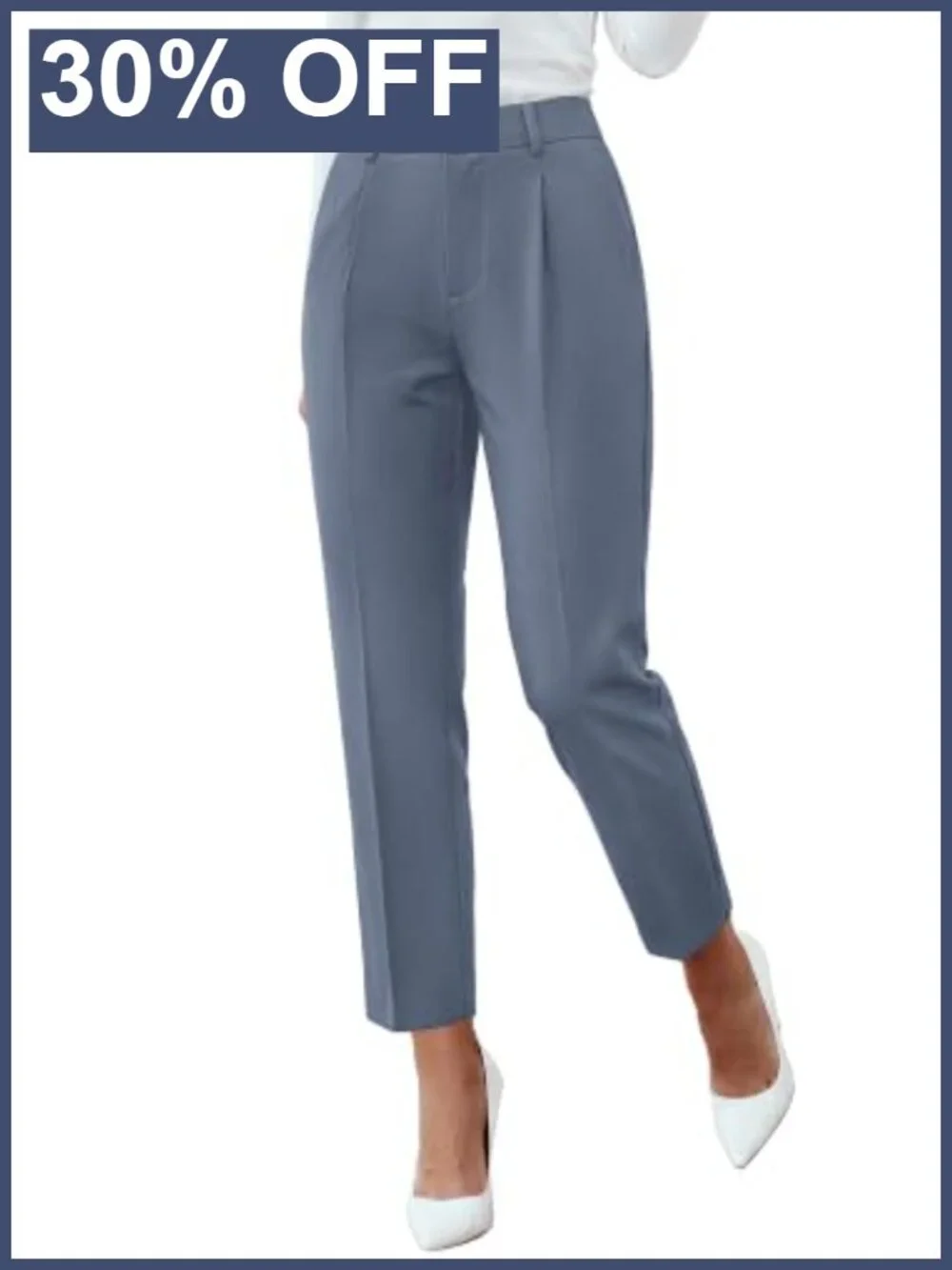 Women's Straight Leg Dress Pants Business Office Ankle Trousers with Pockets